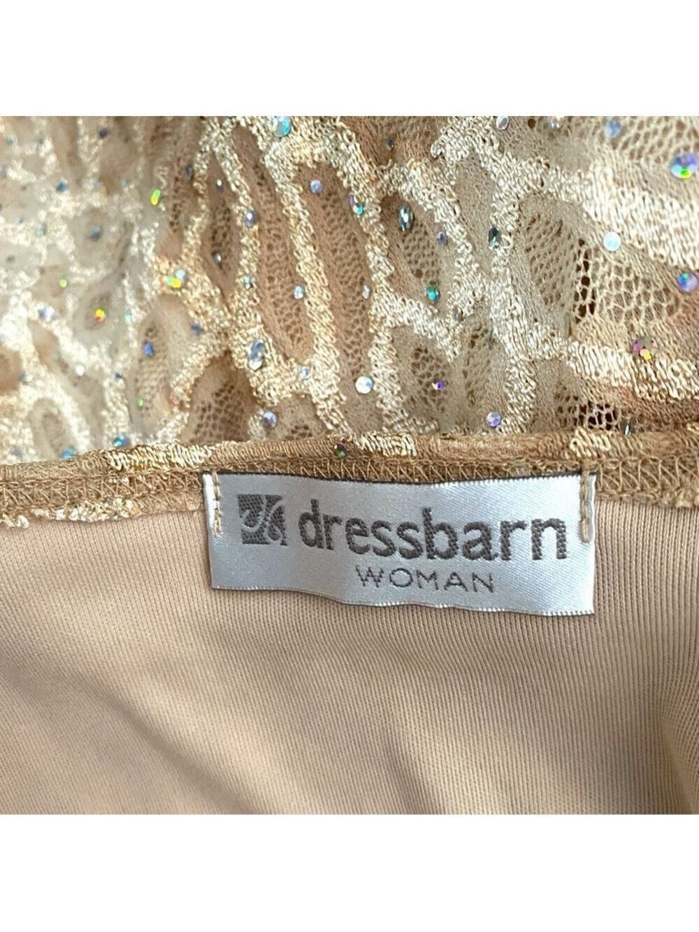 Dressbarn Woman Gold Brown Lace Sparkle Blouse Size 1X - Picture 3 of 5